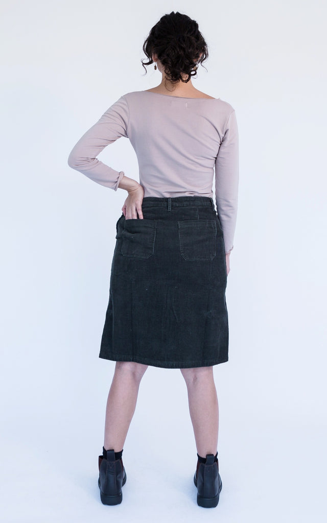 Surya Australia Ethical Cotton Corduroy Skirt made in Nepal - Black