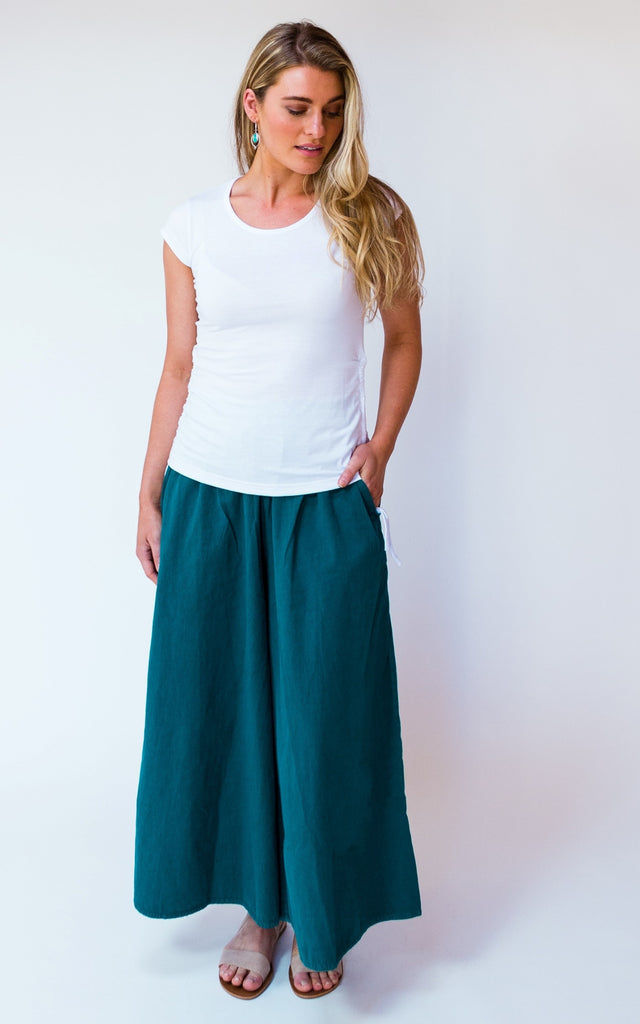 Surya Australia Ethical Cotton Palazzo Pants from Nepal - Turquoise