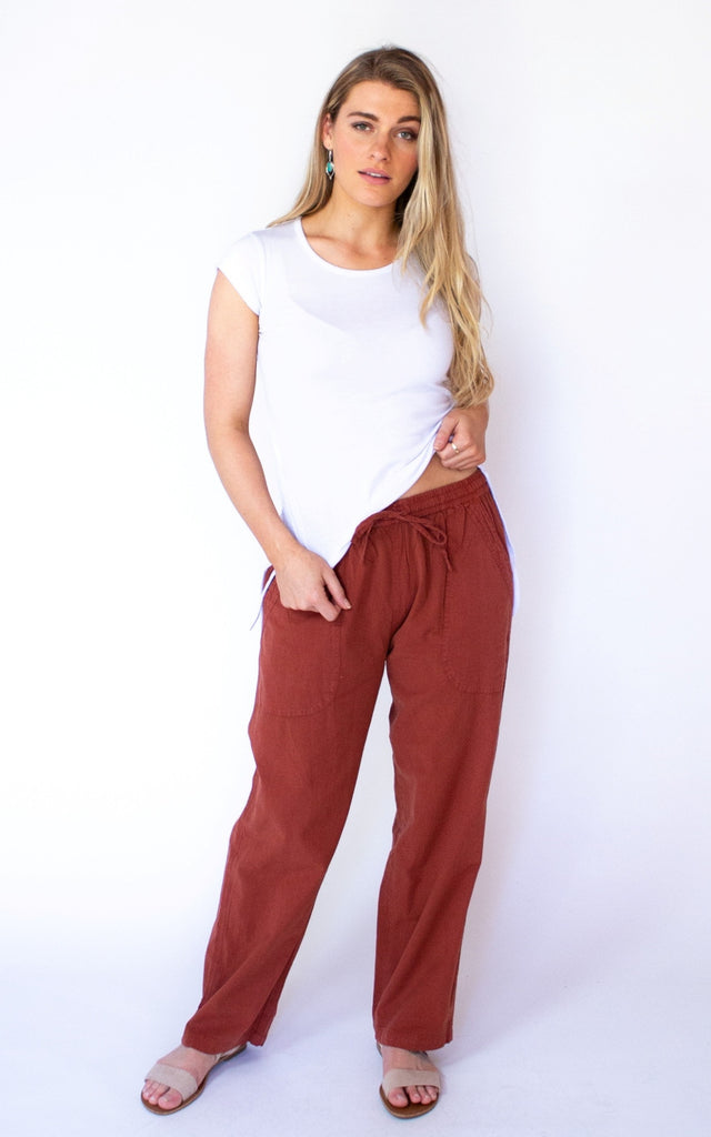 Surya Australia Cotton 'Dani' Pants - Rust #colour_rust