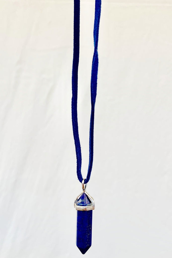 Surya Australia Suede + Blue Crystal Necklace