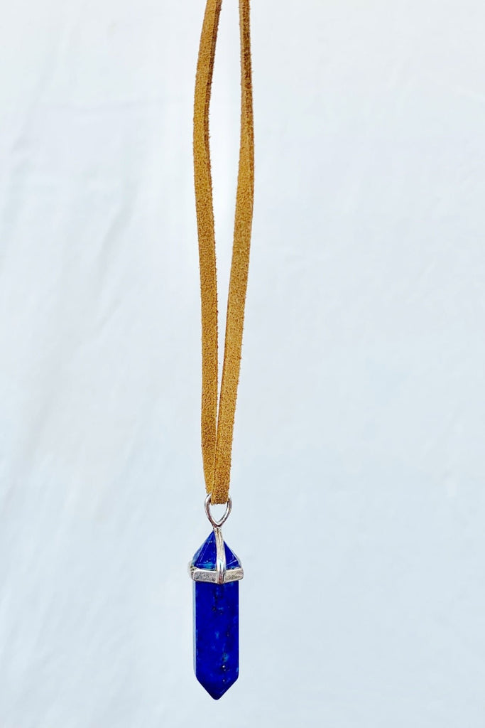 Surya Australia Suede + Blue Crystal Necklace