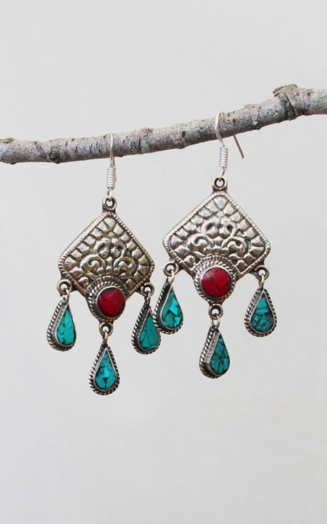 Surya Australia Tibetan Earrings from Nepal - Sadhana