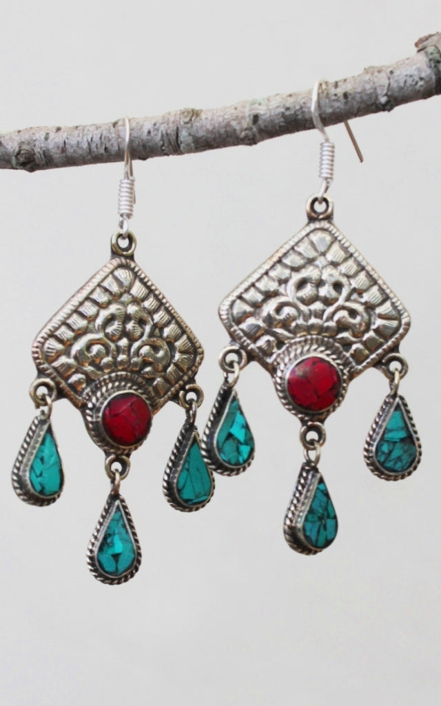 Surya Australia Tibetan Earrings from Nepal - Sadhana