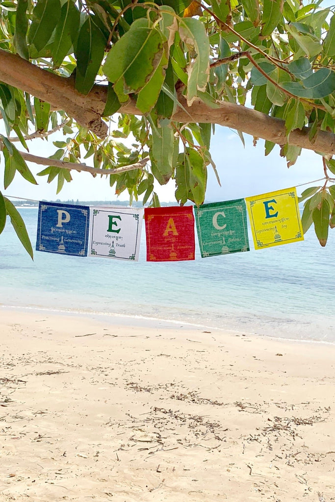 Surya Australia Ethical Cotton 'Peace' Prayer Flags from Nepal 
